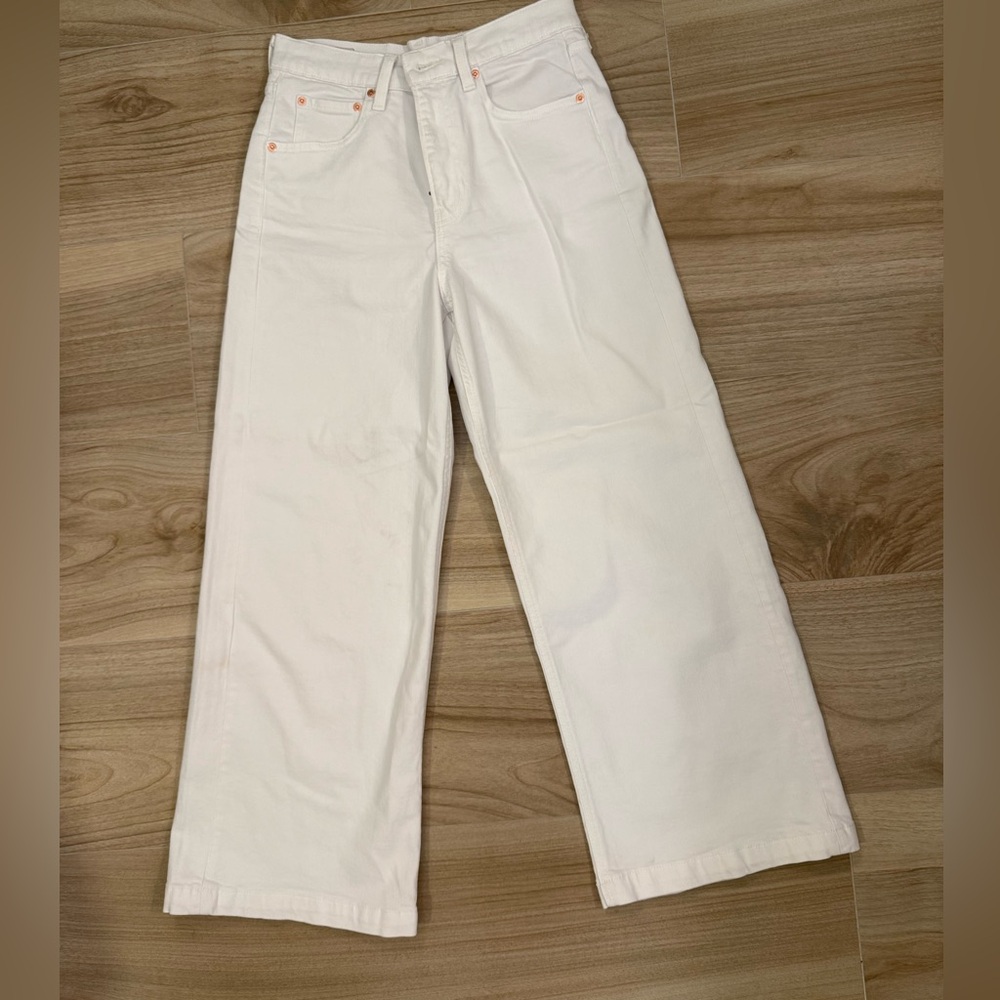 Gap white jeans, high rise stride ankle, 4r